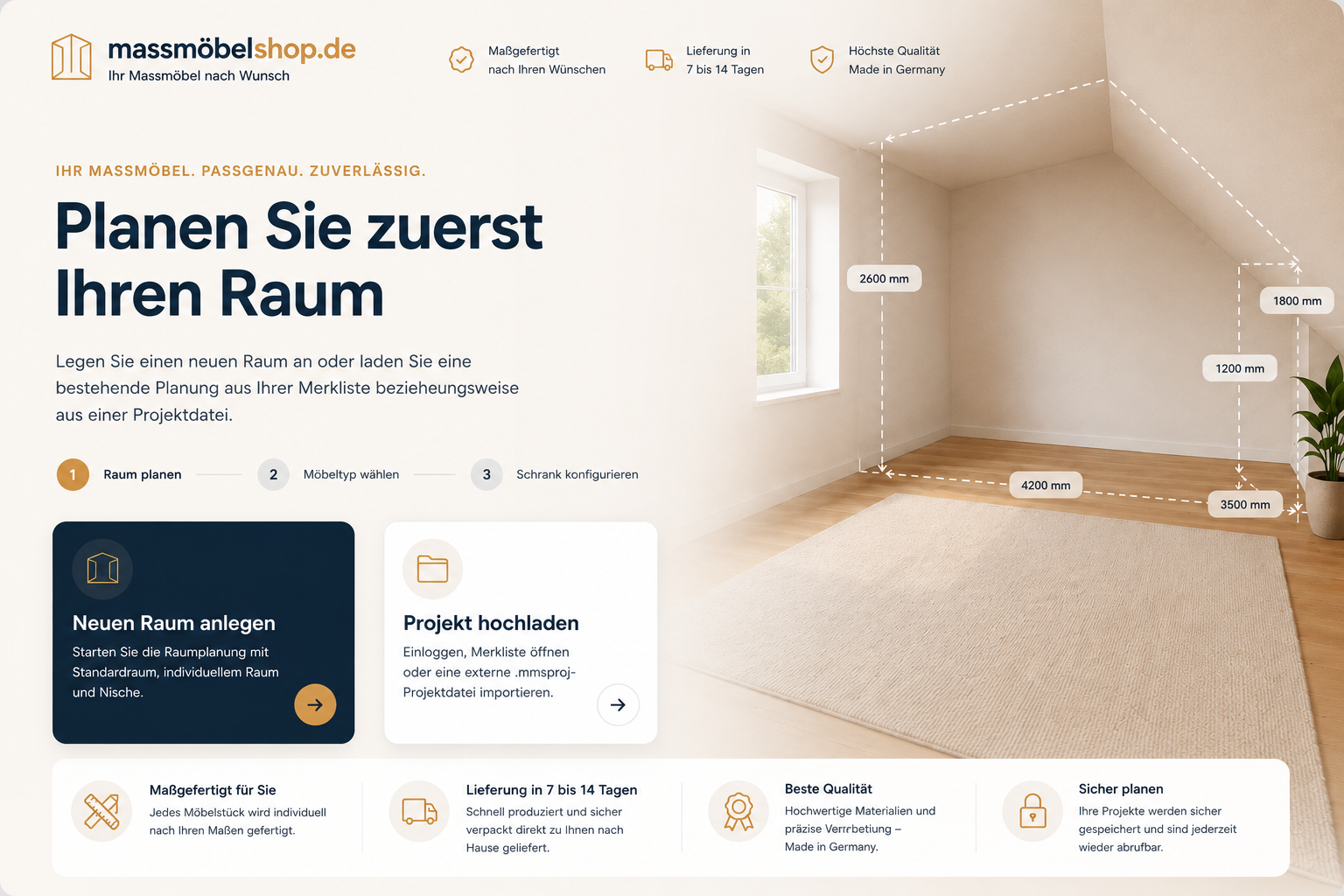massmoebelshop.de Startseite - Planen Sie zuerst Ihren Raum